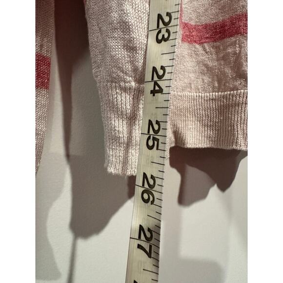 Tailor Vintage Size Large Pink Long Sleeve Striped 100% Linen Pullover Sweater - Picture 6 of 8
